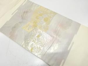 蒔絵金彩錦　屏風に菊・秋草模様織り出し　名古屋帯